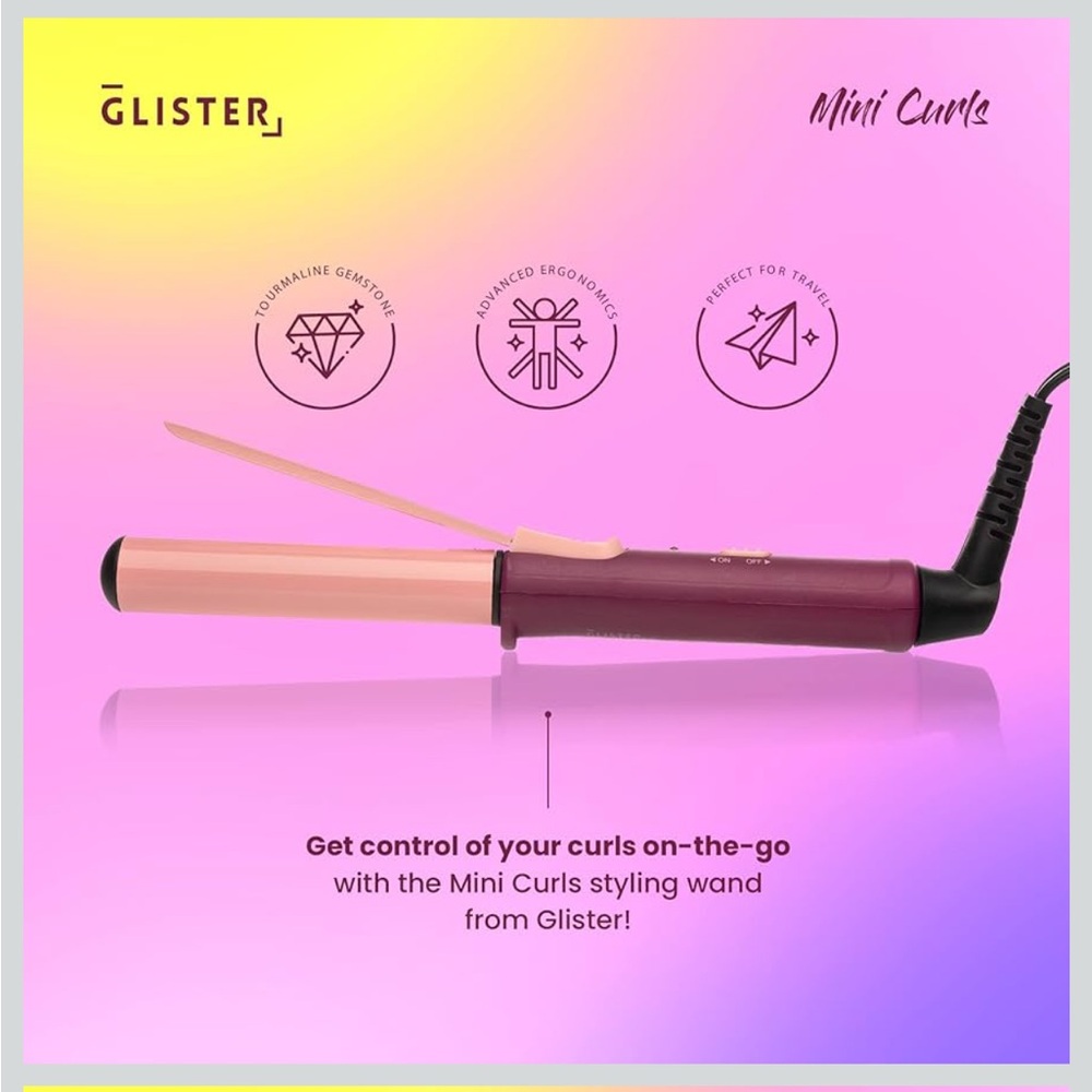 💁🏼‍♀️Glister Mini Curls Travel Curling Wand with Pouch - Picture 4 of 8